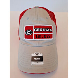 Georgia Bulldogs Trucker Hat Fan Favorite Est 1785 Snapback mesh Cap Red/Gray